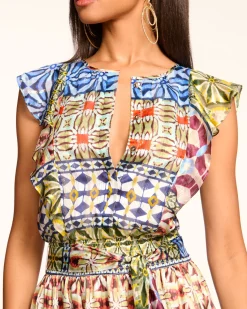 Angelika Silk Flutter Sleeve Midi Dress