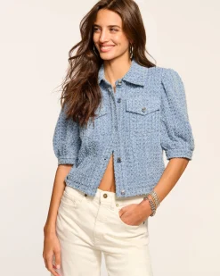 Ardith Textured Denim Short Sleeve Jacket