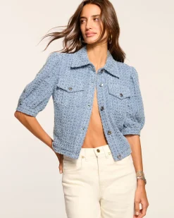 Ardith Textured Denim Short Sleeve Jacket