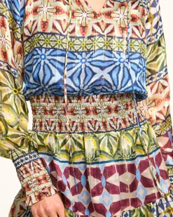 Ashalina Silk Long Sleeve Mini Dress