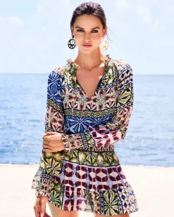 Ashalina Silk Long Sleeve Mini Dress