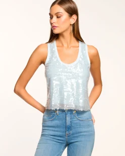 Chelsey Sequin Scoop Neck Tank Top