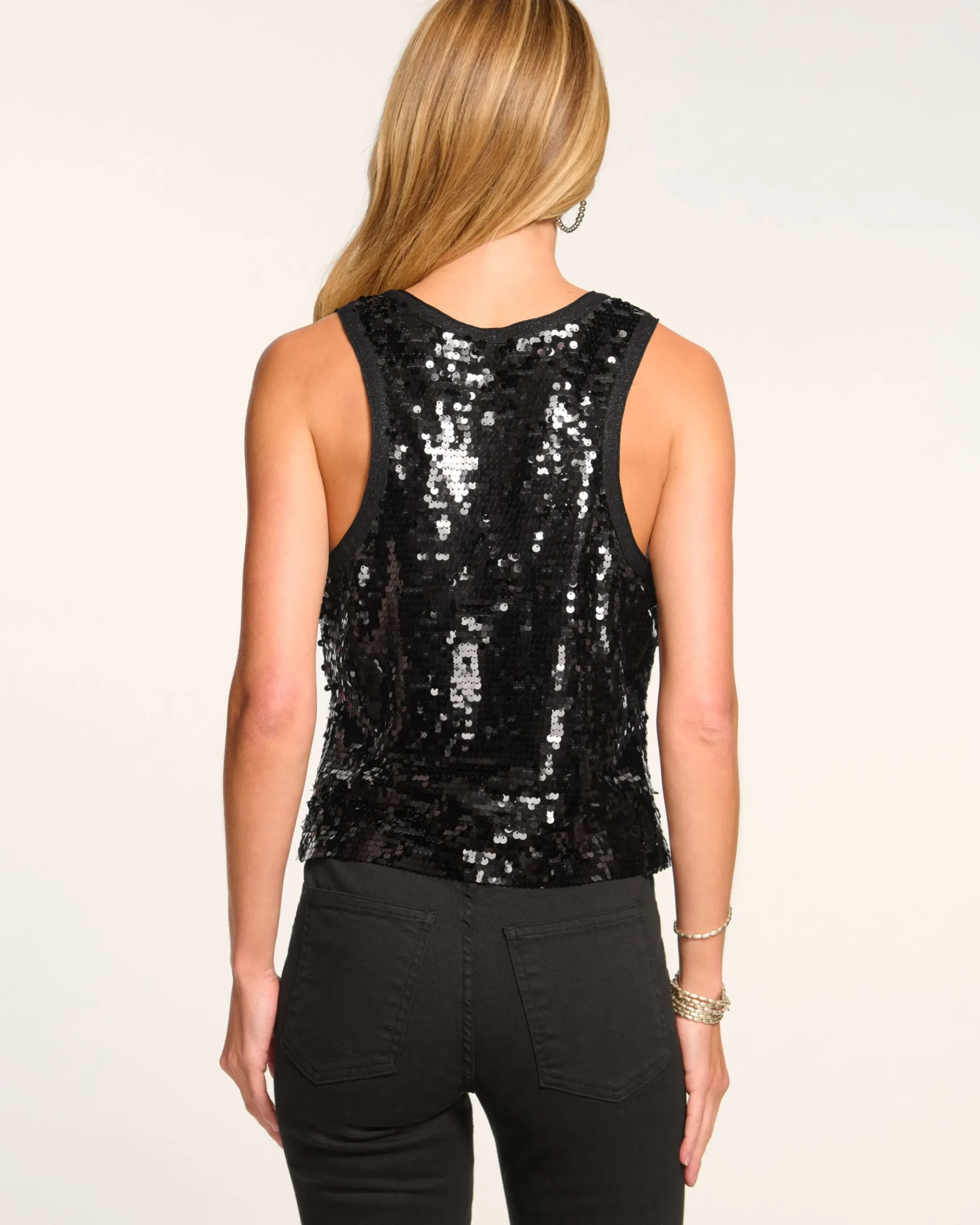 Chelsey Sequin Scoop Neck Tank Top