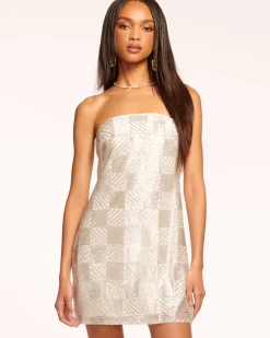 Delia Strapless Beaded Mini Dress