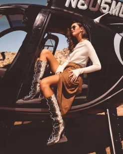 Delphia Faux Suede Midi Skirt