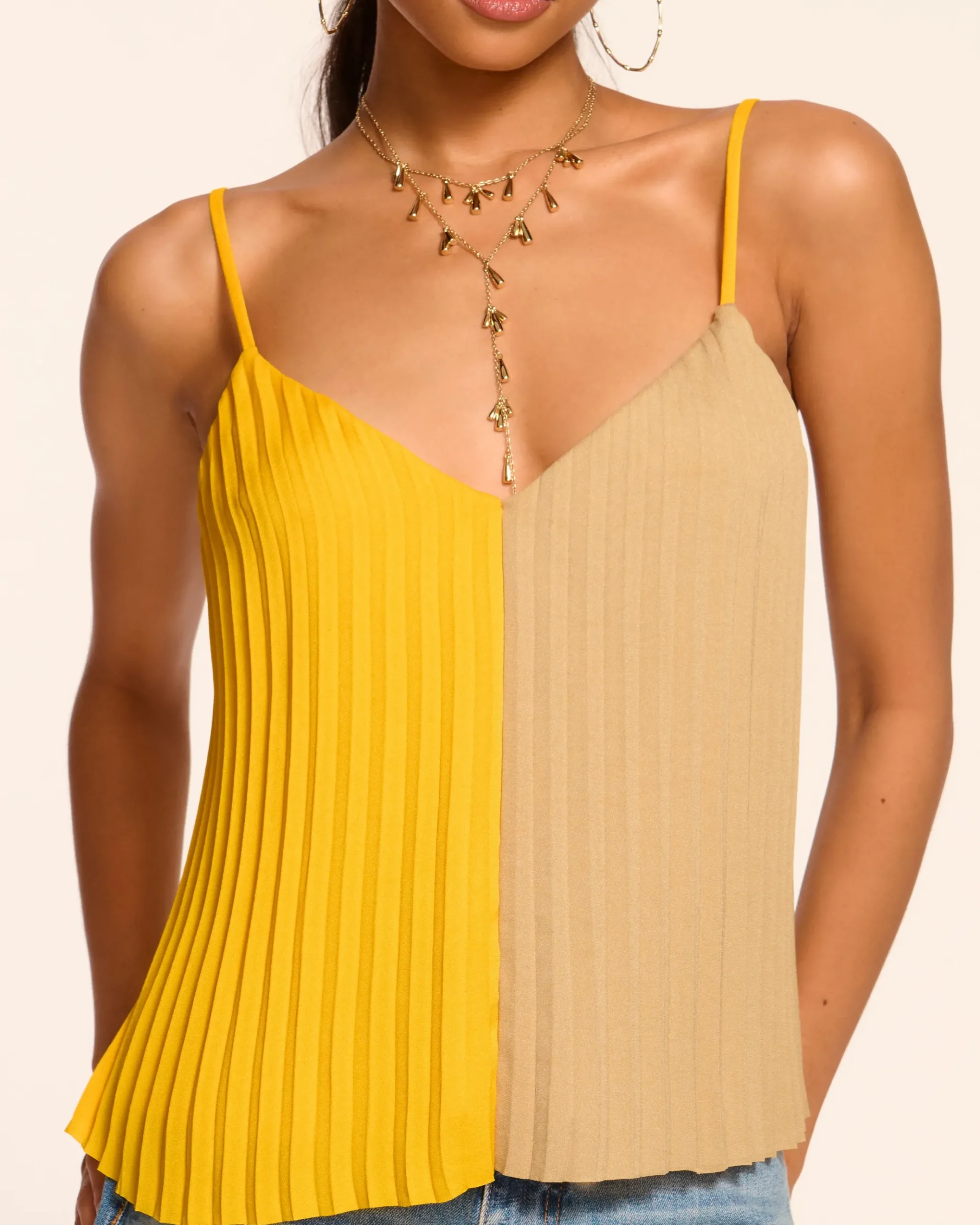 Eda Colorblock Pleated Tank Top