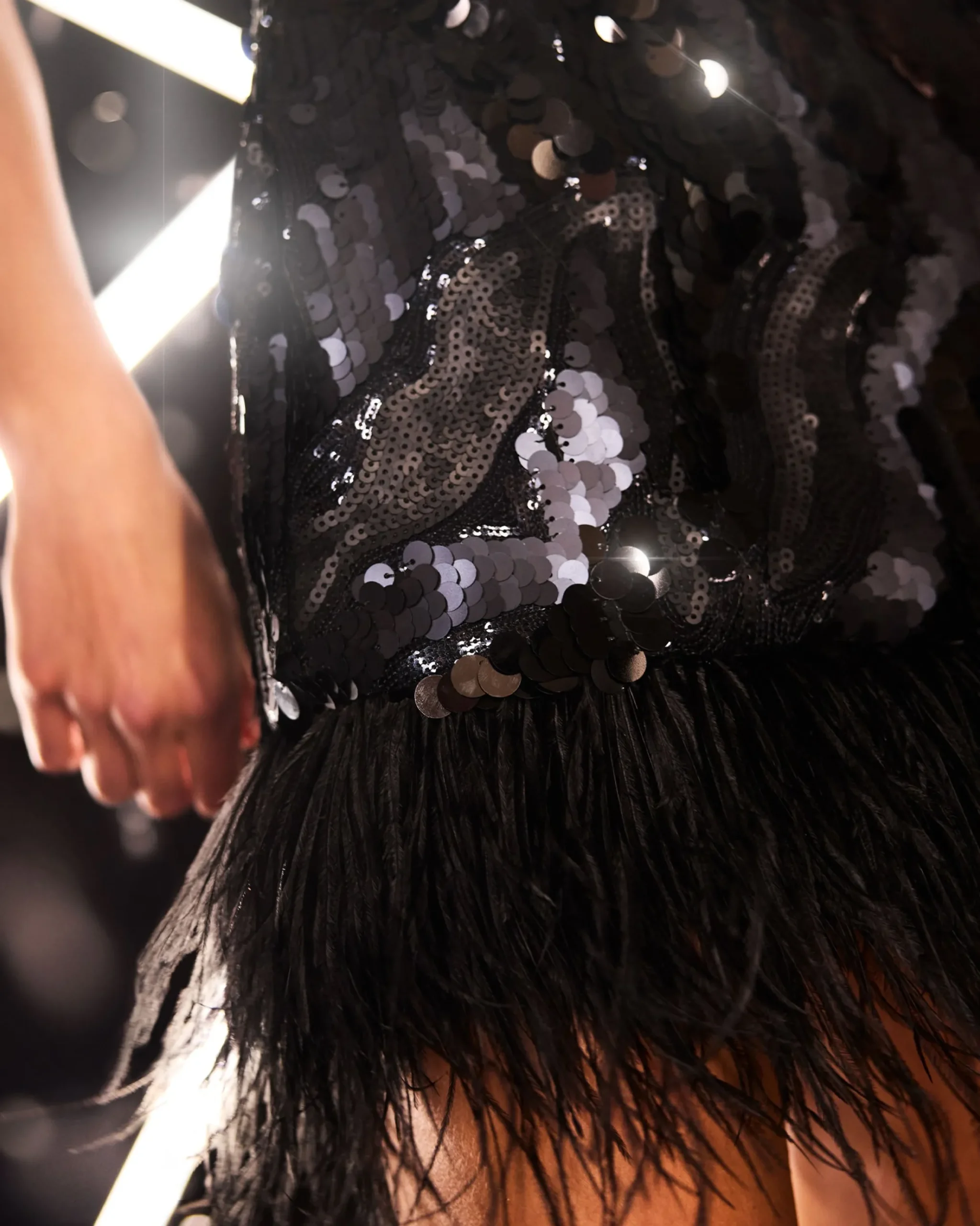 Elsie Sequin Feather Mini Dress