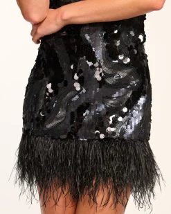 Elsie Sequin Feather Mini Dress