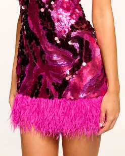 Elsie Sequin Feather Mini Dress