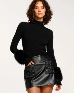 Emilian Embellished Faux Leather Mini Skirt