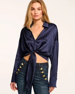 Farrah Silk Tie-Front Blouse