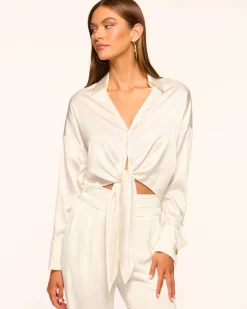 Farrah Silk Tie-Front Blouse