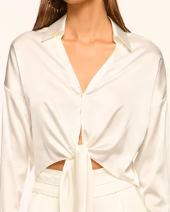 Farrah Silk Tie-Front Blouse