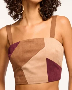 Finnley Patchwork Faux Suede Crop Top
