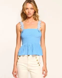Giulia Smocked Embellished Tank Top