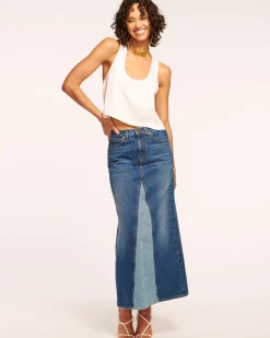 Jannie Two-Tone Denim Maxi Skirt