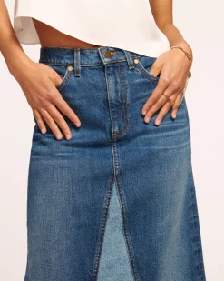 Jannie Two-Tone Denim Maxi Skirt