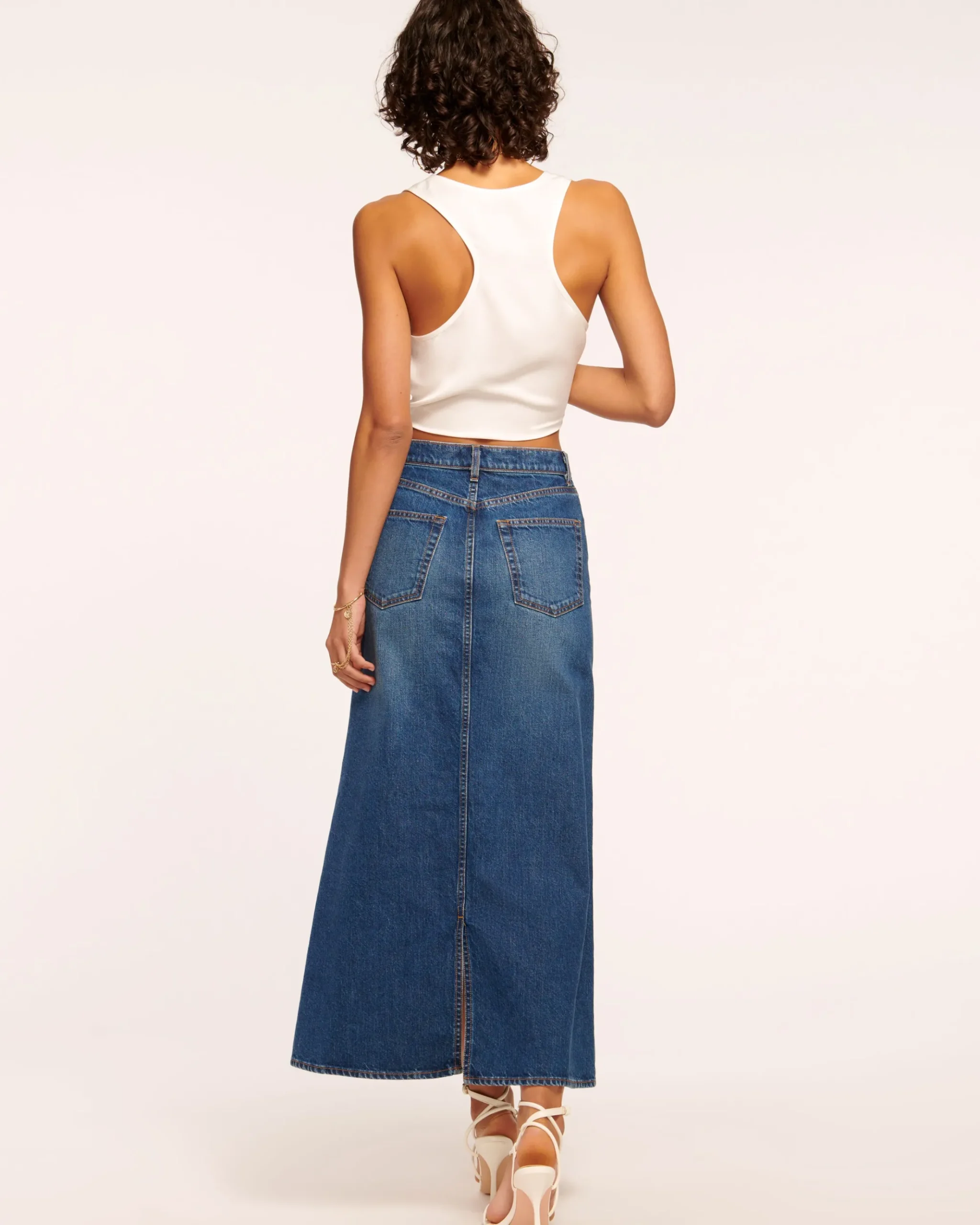 Jannie Two-Tone Denim Maxi Skirt
