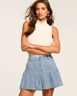 Jeanne Textured Denim Mini Skirt