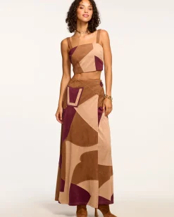 Jeannie Patchwork Faux Suede Skirt