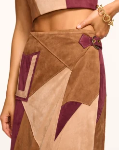 Jeannie Patchwork Faux Suede Skirt