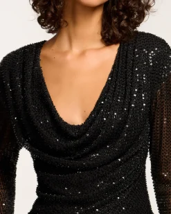 Leon Beaded Cowl Neck Top