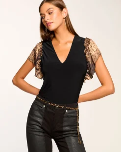 Lysette V-Neck Flutter Sleeve Top