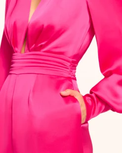 Madelane Plunging Long Sleeve Jumpsuit