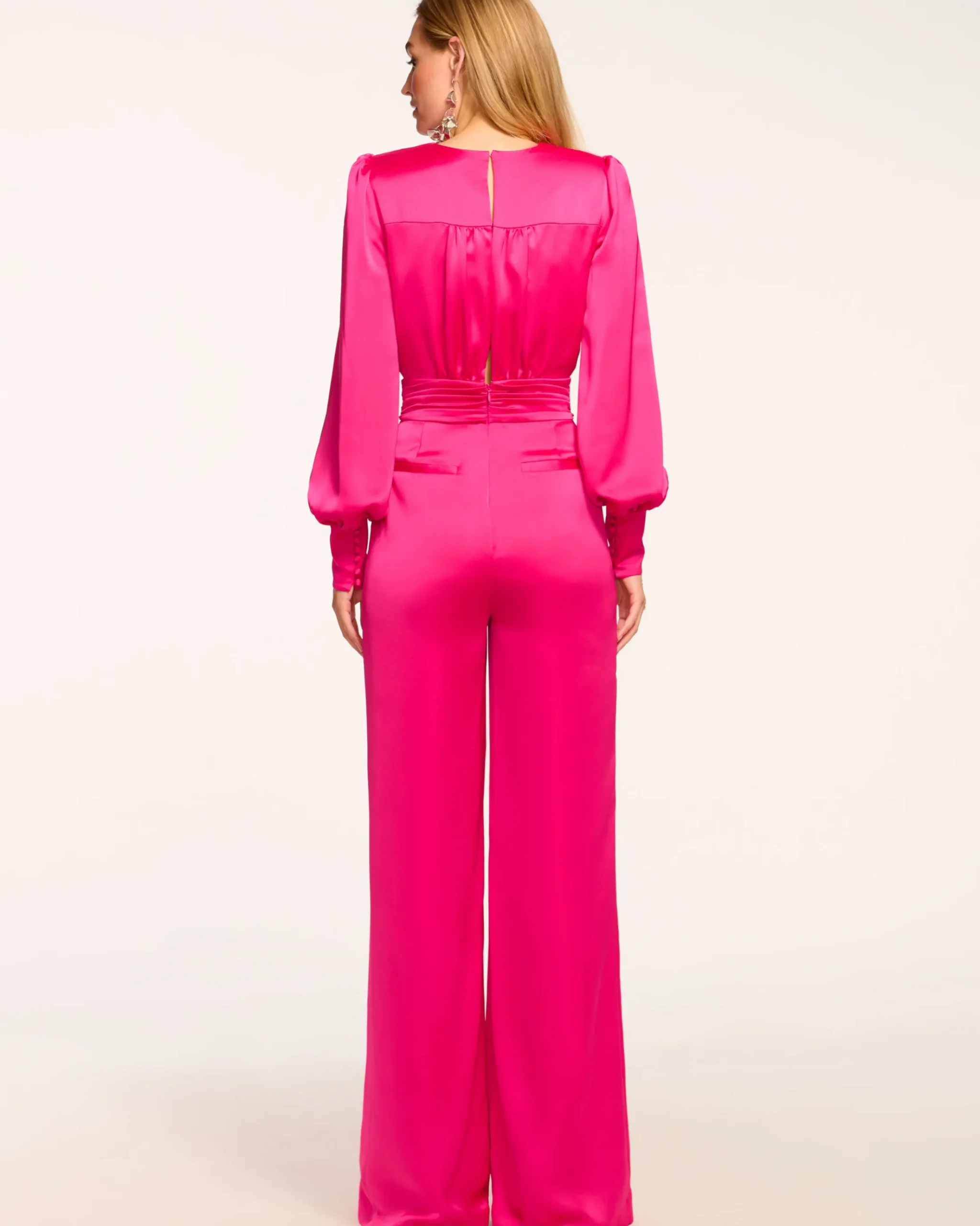 Madelane Plunging Long Sleeve Jumpsuit