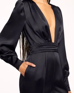 Madelane Plunging Long Sleeve Jumpsuit