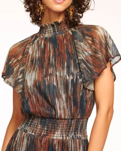 Mellie Smocked Flutter Sleeve Maxi Dress