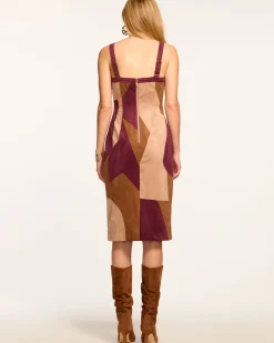 Odette Patchwork Faux Suede Dress