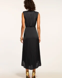 Olive Ruffle V-Neck Midi Dress