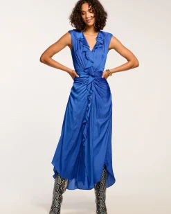 Olive Ruffle V-Neck Midi Dress