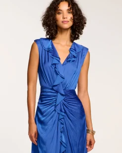 Olive Ruffle V-Neck Midi Dress