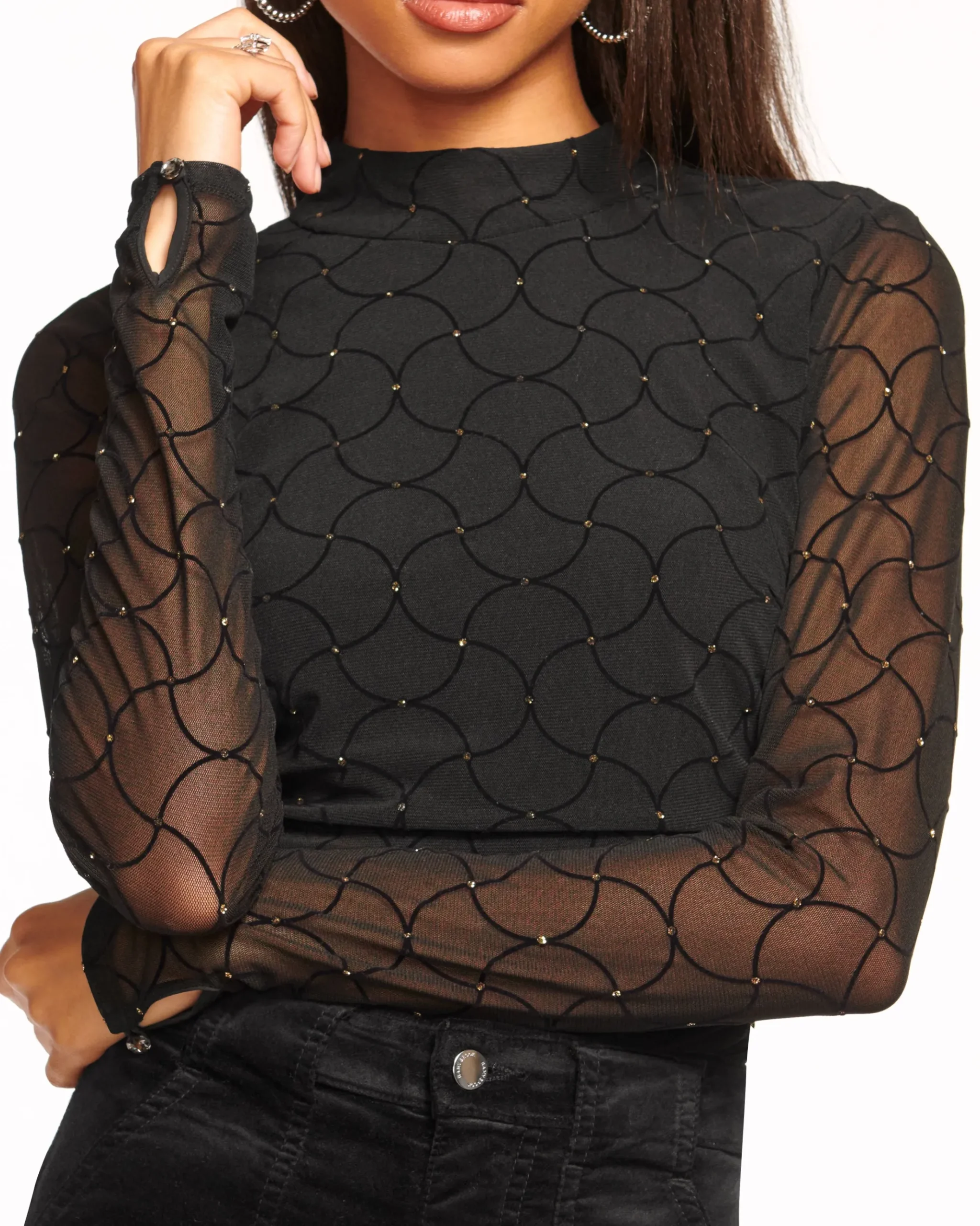Opal Embellished Turtleneck Top