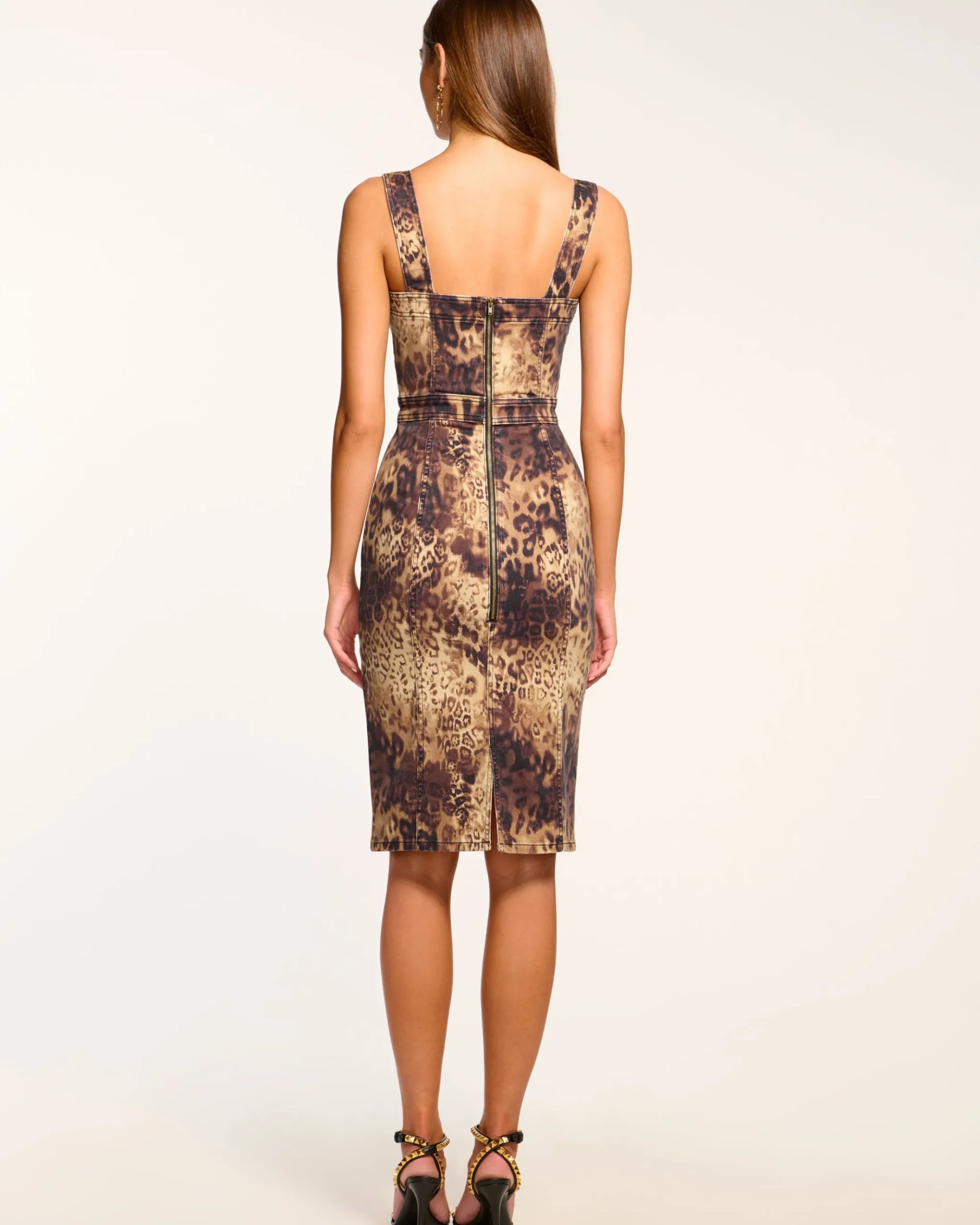 Printed Tamera Denim Midi Dress