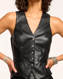 Sarge Faux Leather V-Neck Vest