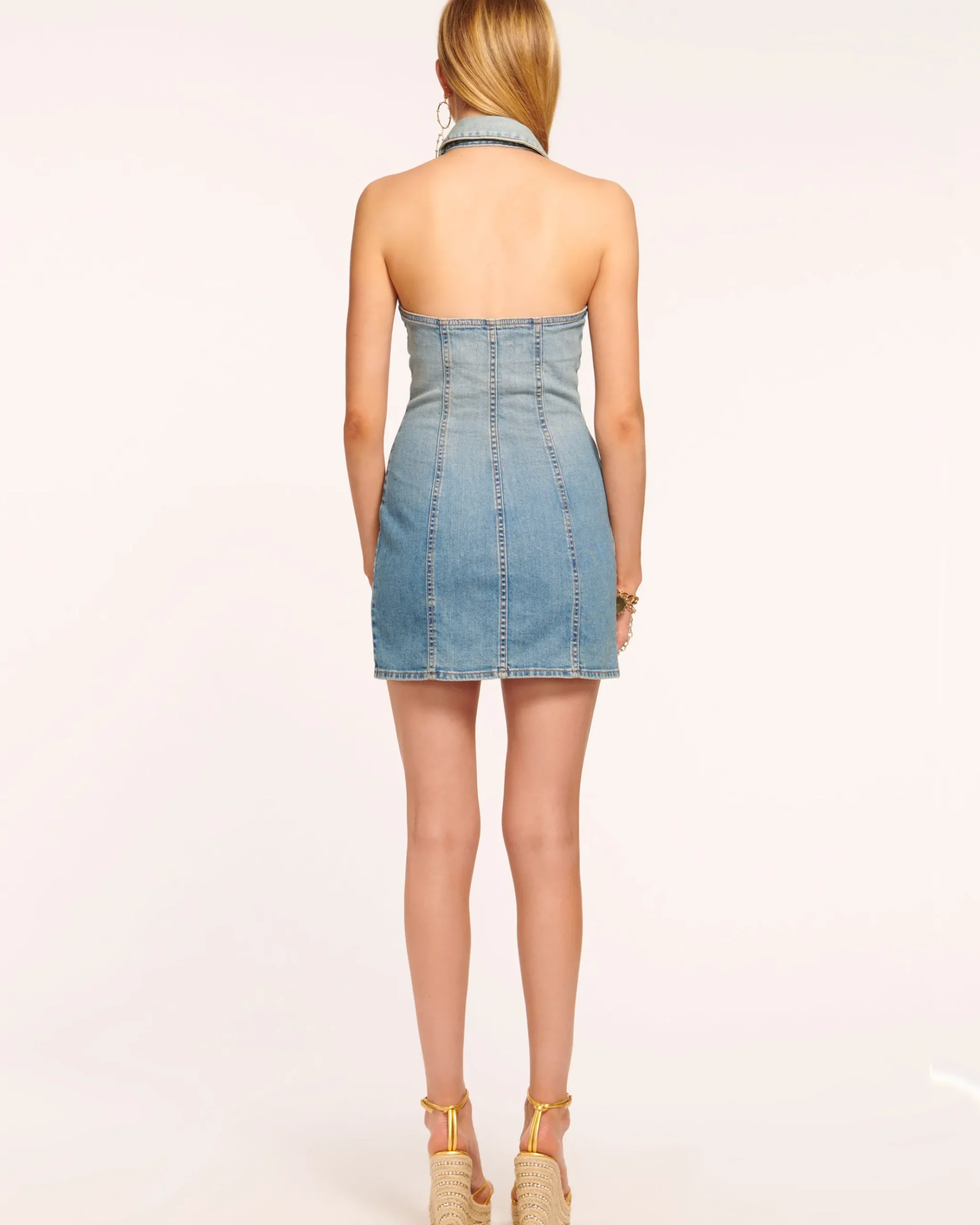 Susanna Denim Halter Mini Dress