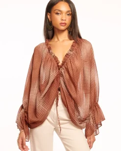 Susanna Ruched V-Neck Blouse