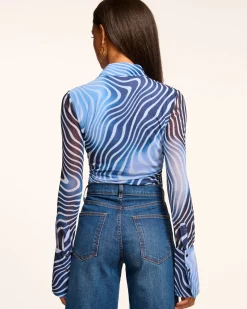 Talisa Long Sleeve Button Down Mesh Top