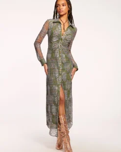 Wyatt Button Down Mesh Maxi Dress