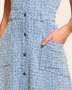 Yesenia Textured Denim Midi Dress